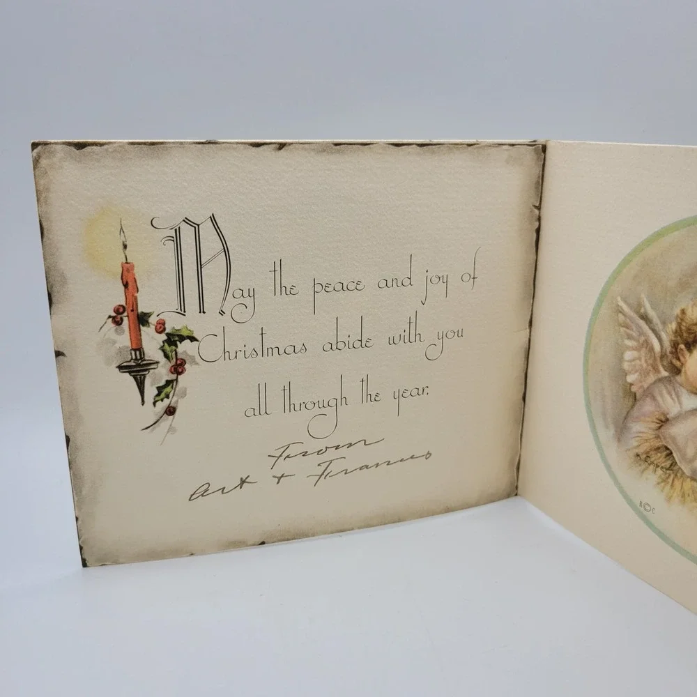 Vintage Rust Craft Boston Christmas Card Nativity Scene Joyous‎ Greetings